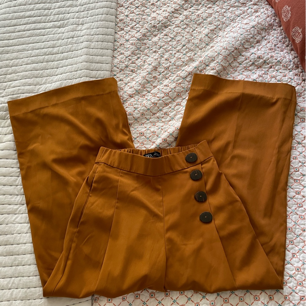 ZARA Wide Leg Cropped Pant XS